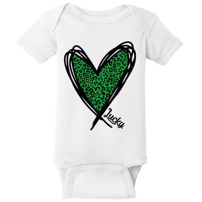 Lucky Green Leopard Print Saint Patricks Baby Bodysuit