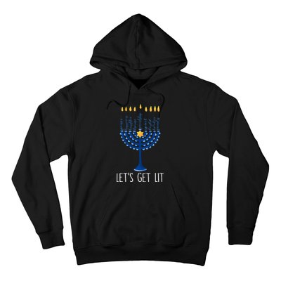 Lets Get Lit Happy Hanukkah Menorah Jewish  Hoodie