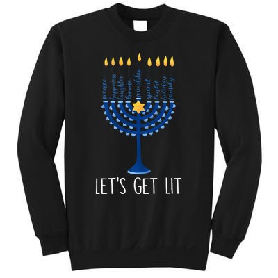 Lets Get Lit Happy Hanukkah Menorah Jewish  Sweatshirt