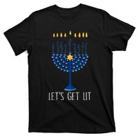 Lets Get Lit Happy Hanukkah Menorah Jewish  T-Shirt