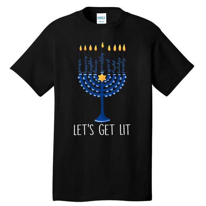 Lets Get Lit Happy Hanukkah Menorah Jewish  Tall T-Shirt