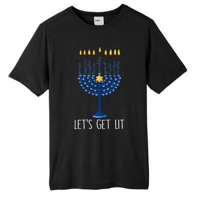 Lets Get Lit Happy Hanukkah Menorah Jewish  Tall Fusion ChromaSoft Performance T-Shirt