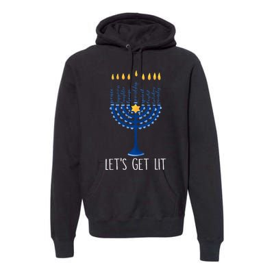 Lets Get Lit Happy Hanukkah Menorah Jewish  Premium Hoodie