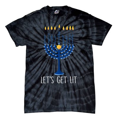 Lets Get Lit Happy Hanukkah Menorah Jewish  Tie-Dye T-Shirt