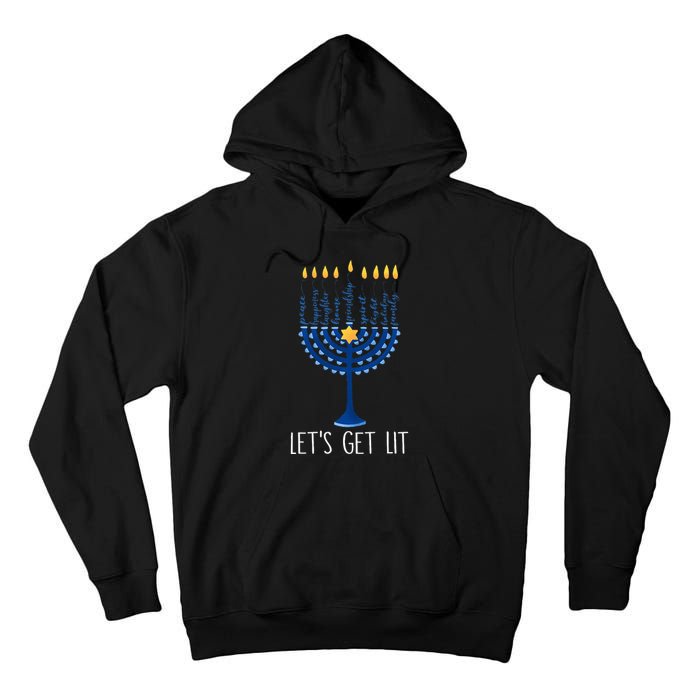 Lets Get Lit Happy Hanukkah Menorah Jewish  Tall Hoodie