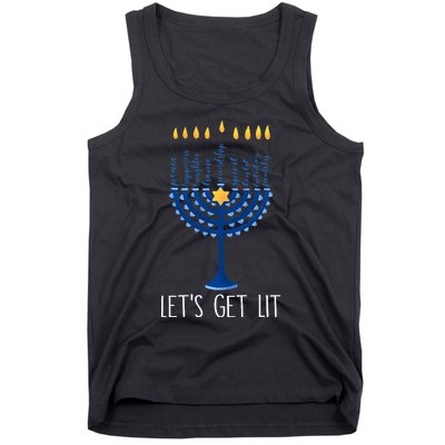 Lets Get Lit Happy Hanukkah Menorah Jewish  Tank Top