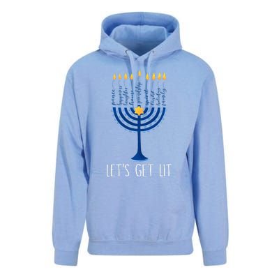 Lets Get Lit Happy Hanukkah Menorah Jewish  Unisex Surf Hoodie