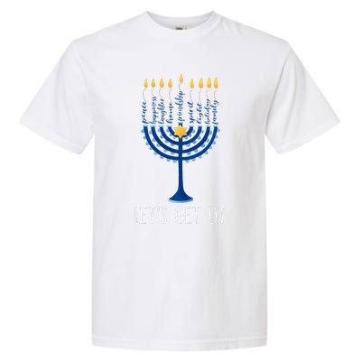 Lets Get Lit Happy Hanukkah Menorah Jewish  Garment-Dyed Heavyweight T-Shirt