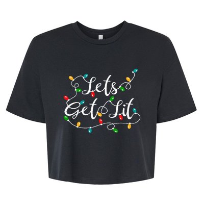 Let's Get Lit Funny Xmas Holidays Christmas Bella+Canvas Jersey Crop Tee