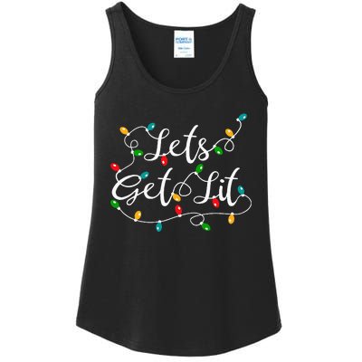 Let's Get Lit Funny Xmas Holidays Christmas Ladies Essential Tank