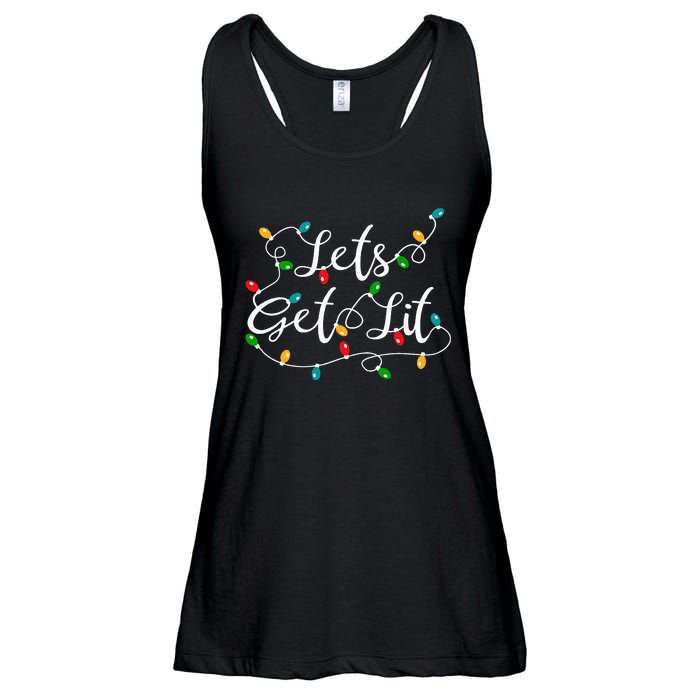 Let's Get Lit Funny Xmas Holidays Christmas Ladies Essential Flowy Tank