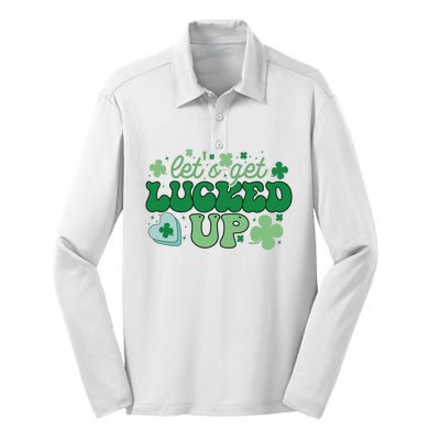 Let's Get Lucked Up Funny Pattrick's Day Silk Touch Performance Long Sleeve Polo