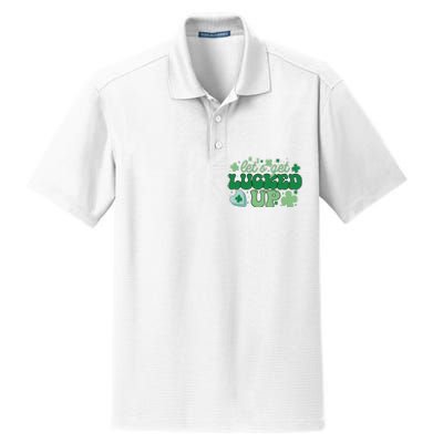 Let's Get Lucked Up Funny Pattrick's Day Dry Zone Grid Polo