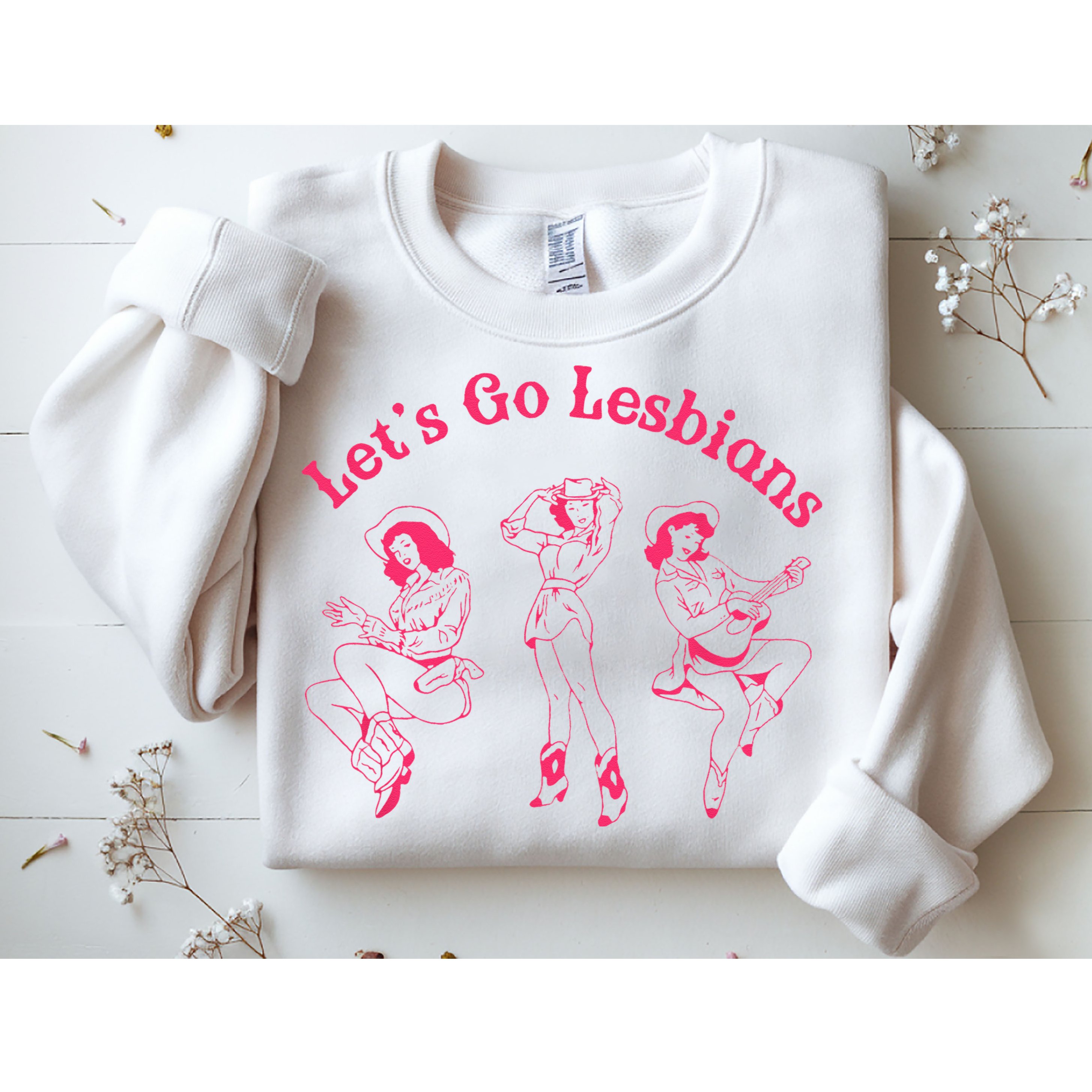 Let's Go Lesbians Subtle Lesbian Live Laugh Lesbian LGBTQ Sweatshirt