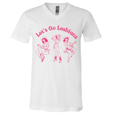 Let's Go Lesbians Subtle Lesbian Live Laugh Lesbian LGBTQ V-Neck T-Shirt