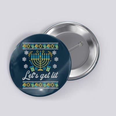Lets Get Lit Ugly Hanukkah Channukah Button