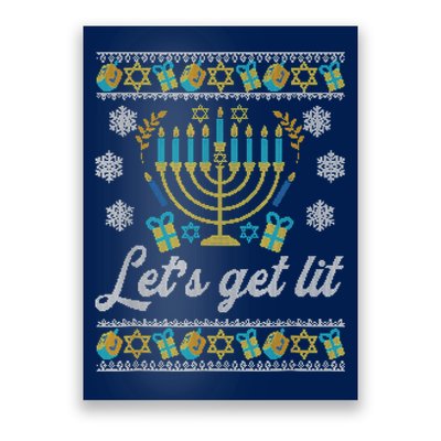 Lets Get Lit Ugly Hanukkah Channukah Poster