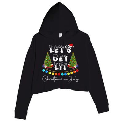 Let's Get Lit Christmas In July Crop Fleece Hoodie