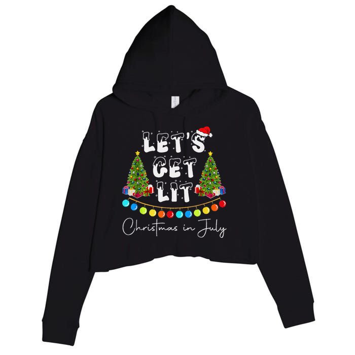 Let's Get Lit Christmas In July Crop Fleece Hoodie