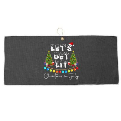Let's Get Lit Christmas In July Large Microfiber Waffle Golf Towel