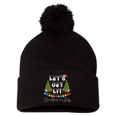 Let's Get Lit Christmas In July Pom Pom 12in Knit Beanie