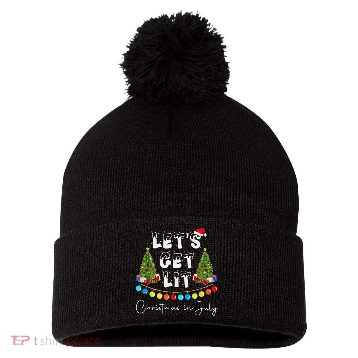 Let's Get Lit Christmas In July Pom Pom 12in Knit Beanie