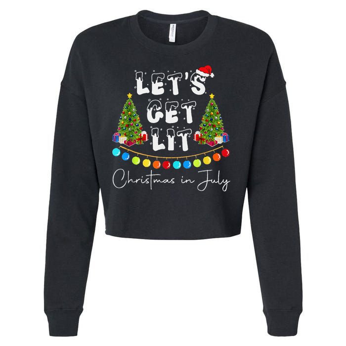 Let's Get Lit Christmas In July Cropped Pullover Crew