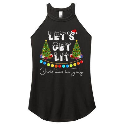 Let's Get Lit Christmas In July Women's Perfect Tri Rocker Tank