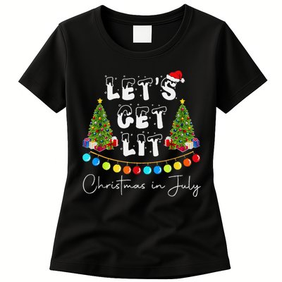 Let's Get Lit Christmas In July Womens T-Shirt