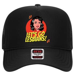 LetS Go Lesbians! Retro Lesbian Subtle Lesbian High Crown Mesh Back Trucker Hat