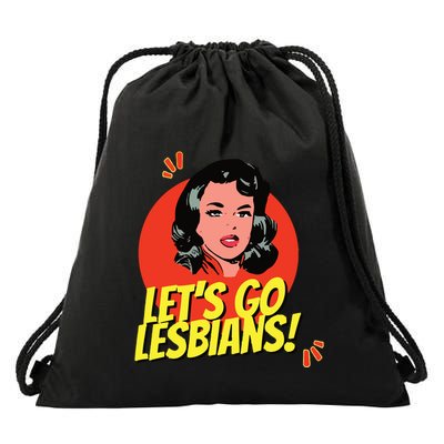 LetS Go Lesbians! Retro Lesbian Subtle Lesbian Drawstring Bag