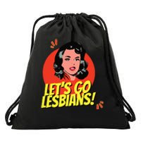 LetS Go Lesbians! Retro Lesbian Subtle Lesbian Drawstring Bag