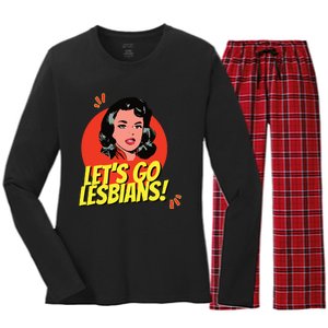 LetS Go Lesbians! Retro Lesbian Subtle Lesbian Women's Long Sleeve Flannel Pajama Set 