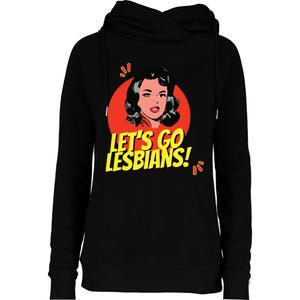 LetS Go Lesbians! Retro Lesbian Subtle Lesbian Womens Funnel Neck Pullover Hood