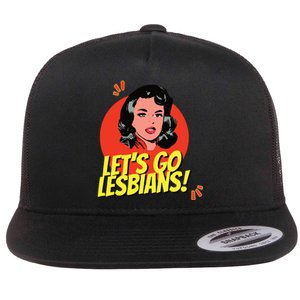 LetS Go Lesbians! Retro Lesbian Subtle Lesbian Flat Bill Trucker Hat