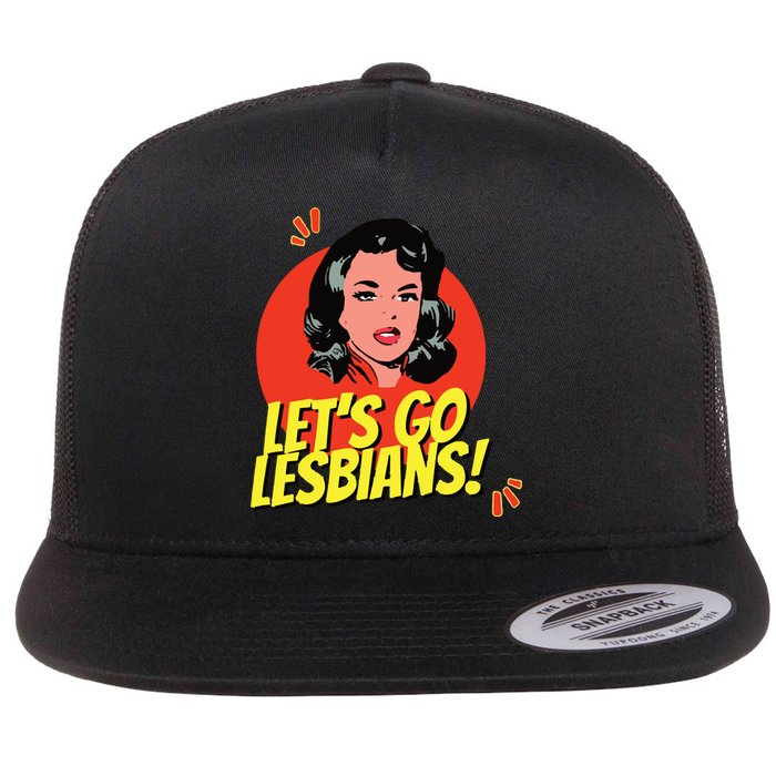 LetS Go Lesbians! Retro Lesbian Subtle Lesbian Flat Bill Trucker Hat