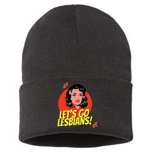 LetS Go Lesbians! Retro Lesbian Subtle Lesbian Sustainable Knit Beanie