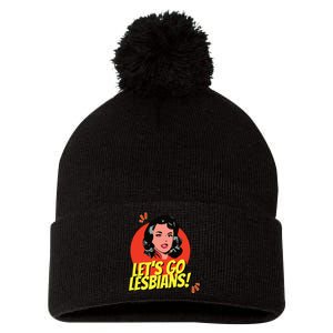 LetS Go Lesbians! Retro Lesbian Subtle Lesbian Pom Pom 12in Knit Beanie