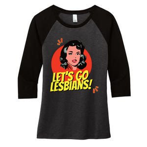 LetS Go Lesbians! Retro Lesbian Subtle Lesbian Women's Tri-Blend 3/4-Sleeve Raglan Shirt