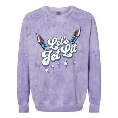 LetS Get Lit Patriotic Fourth Of July 4th Colorblast Crewneck Sweatshirt