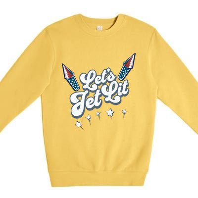 LetS Get Lit Patriotic Fourth Of July 4th Premium Crewneck Sweatshirt