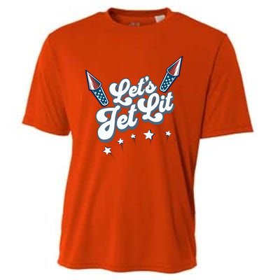 LetS Get Lit Patriotic Fourth Of July 4th Cooling Performance Crew T-Shirt