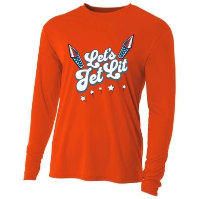 LetS Get Lit Patriotic Fourth Of July 4th Cooling Performance Long Sleeve Crew