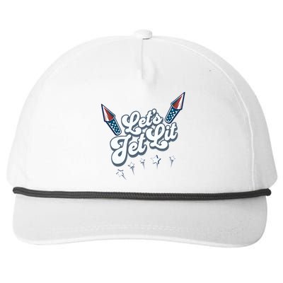 LetS Get Lit Patriotic Fourth Of July 4th Snapback Five-Panel Rope Hat