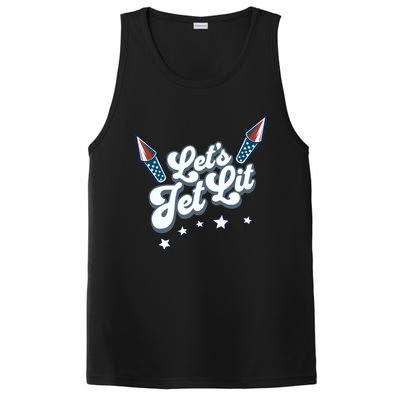 LetS Get Lit Patriotic Fourth Of July 4th PosiCharge Competitor Tank