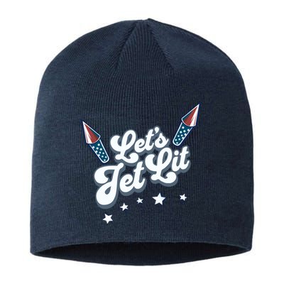 LetS Get Lit Patriotic Fourth Of July 4th Sustainable Beanie