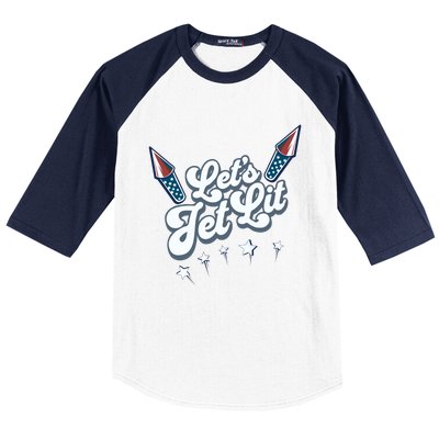 LetS Get Lit Patriotic Fourth Of July 4th Baseball Sleeve Shirt