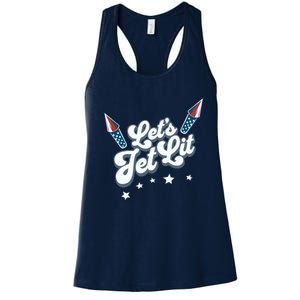 LetS Get Lit Patriotic Fourth Of July 4th Women's Racerback Tank