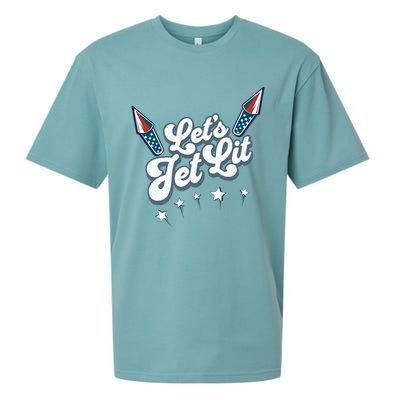 LetS Get Lit Patriotic Fourth Of July 4th Sueded Cloud Jersey T-Shirt