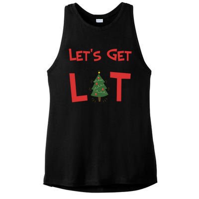 Let's Get Lit Funny Christmas Ing Xmas Lights Funny Gift Ladies PosiCharge Tri-Blend Wicking Tank